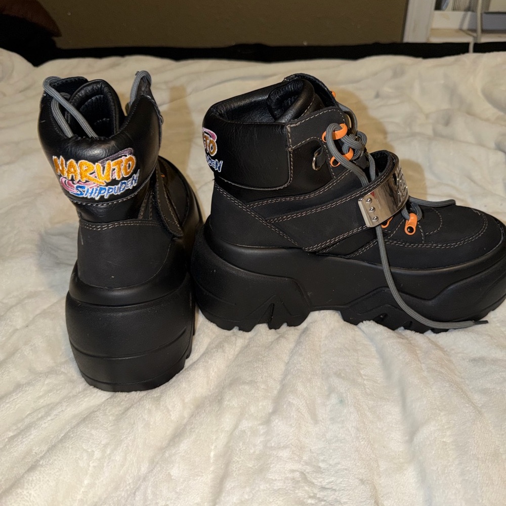 Dolls Kill Black and Orange Naruto Shippuden Boots